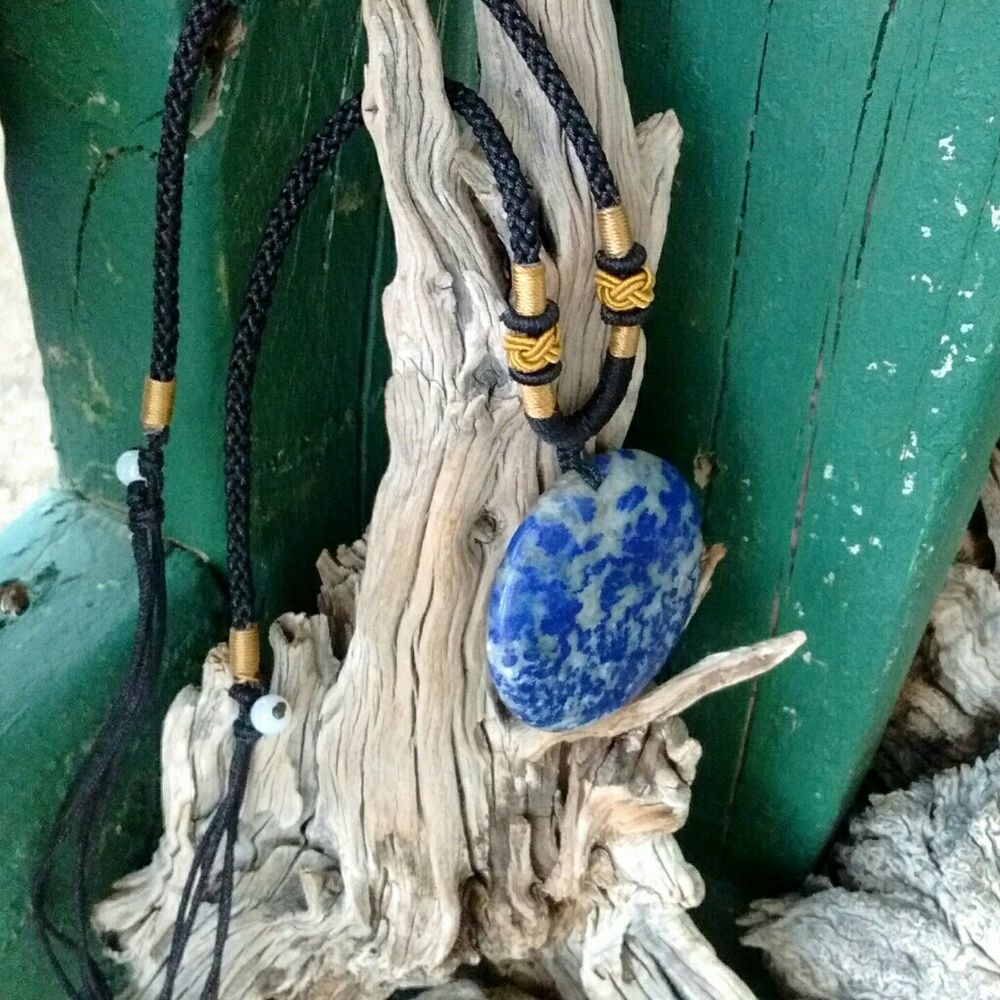 Natural Lapis Lazuli Flower of Life Necklace - Picture 6 of 7